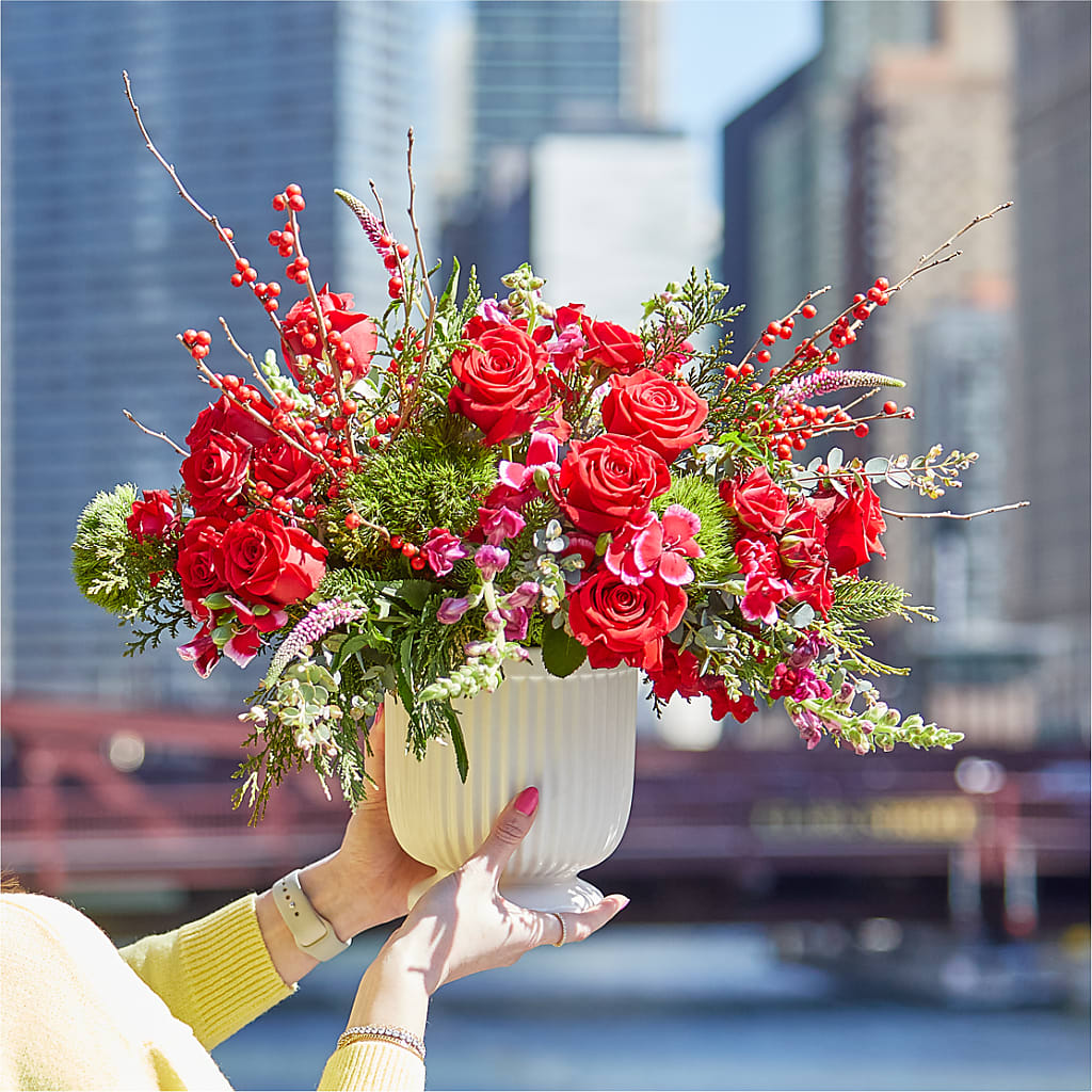 Big Red Bow Bouquet – Paola Parra Flowers, Clermont FL