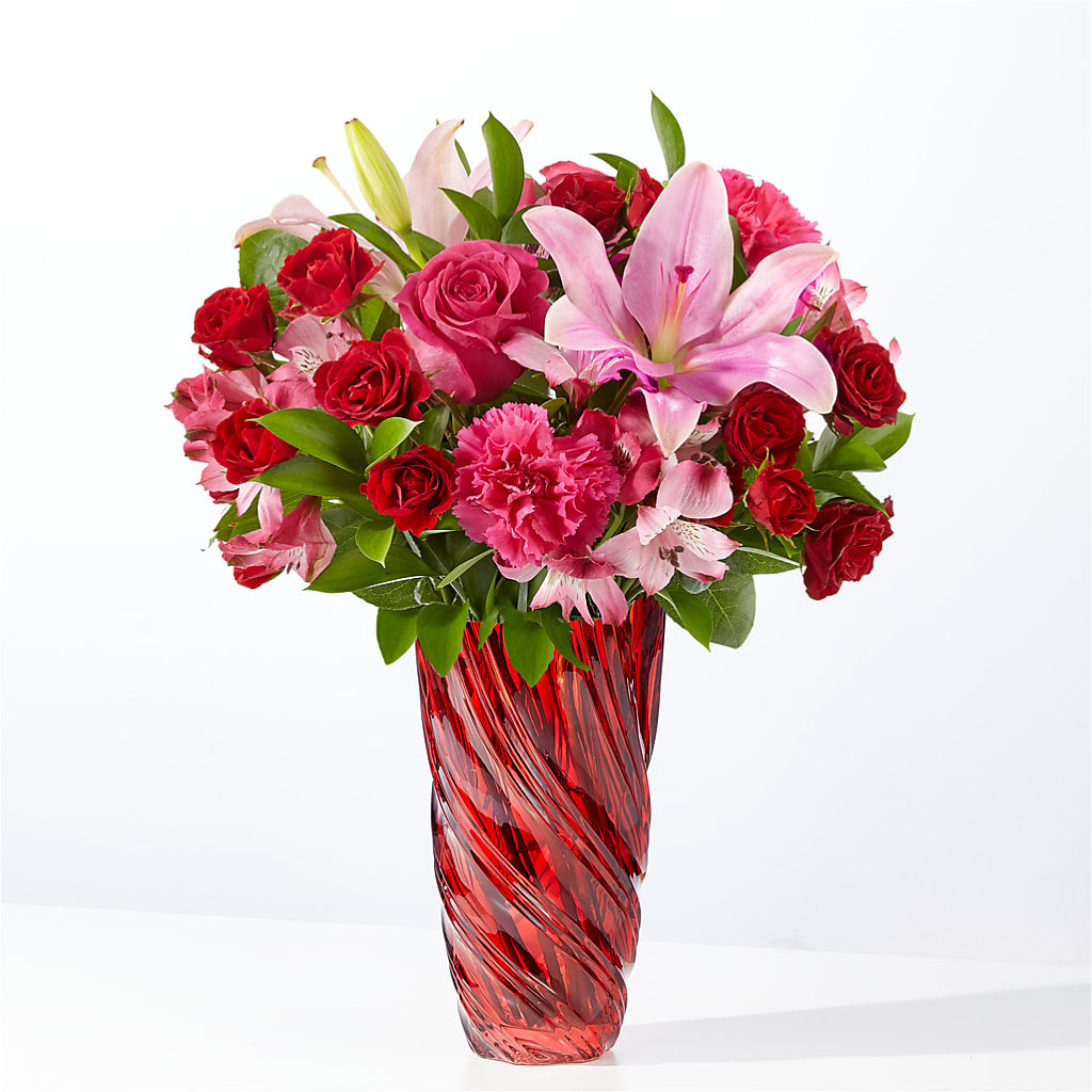 In Love Bouquet with Luxe Swirl Vase – Paola Parra Flowers, Clermont FL