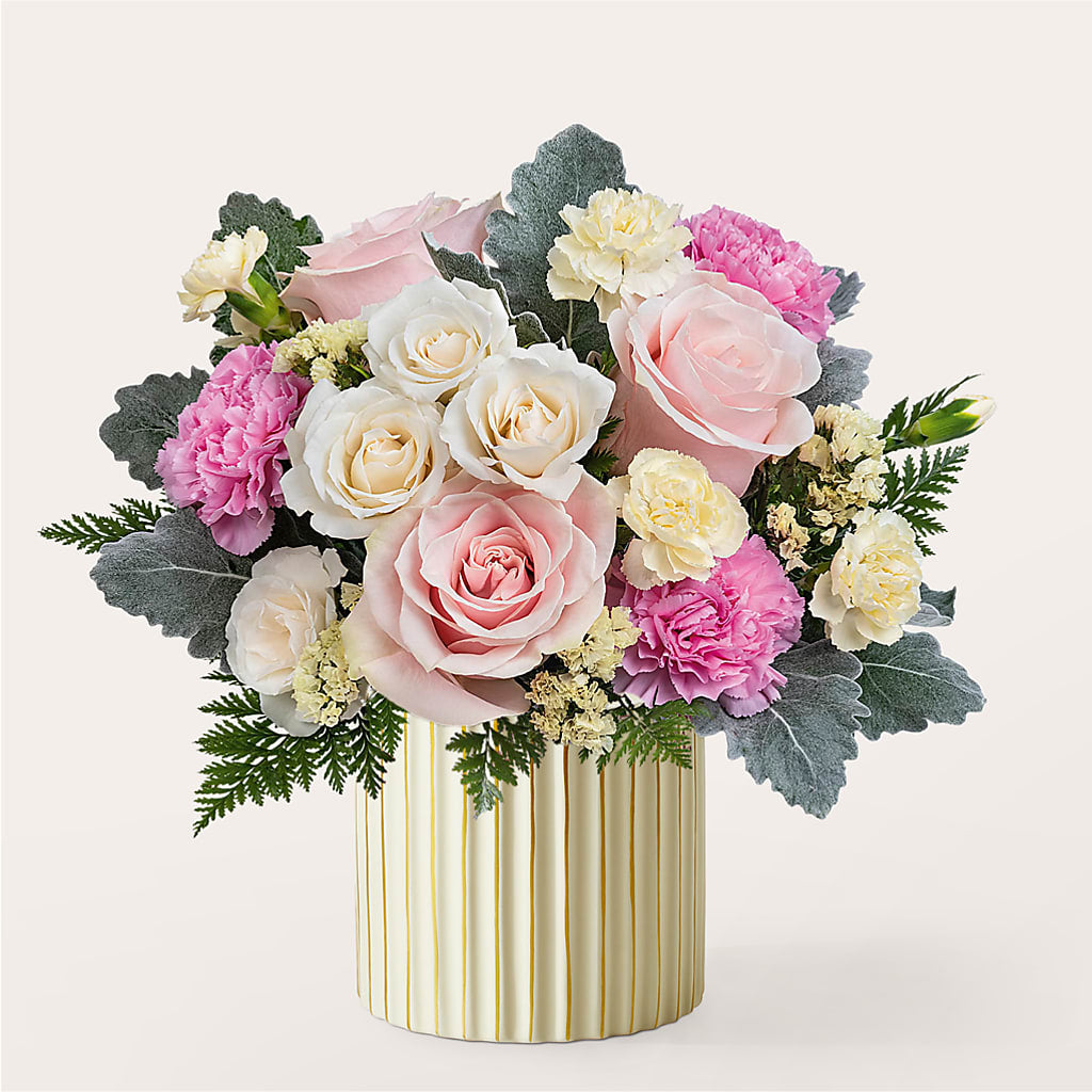 Blissful Moments Bouquet with Ivory Vase – Paola Parra Flowers, Clermont FL