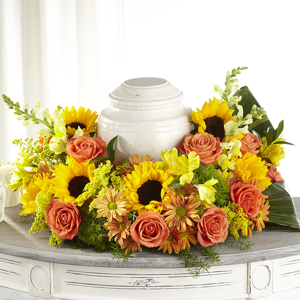 Faithful Sunflower Cremation Adornment – Paola Parra Flowers, Clermont FL
