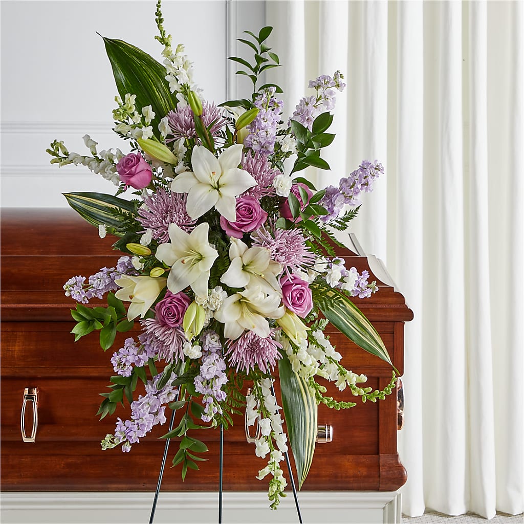 Grateful Hearts Standing Spray – Paola Parra Flowers, Clermont FL