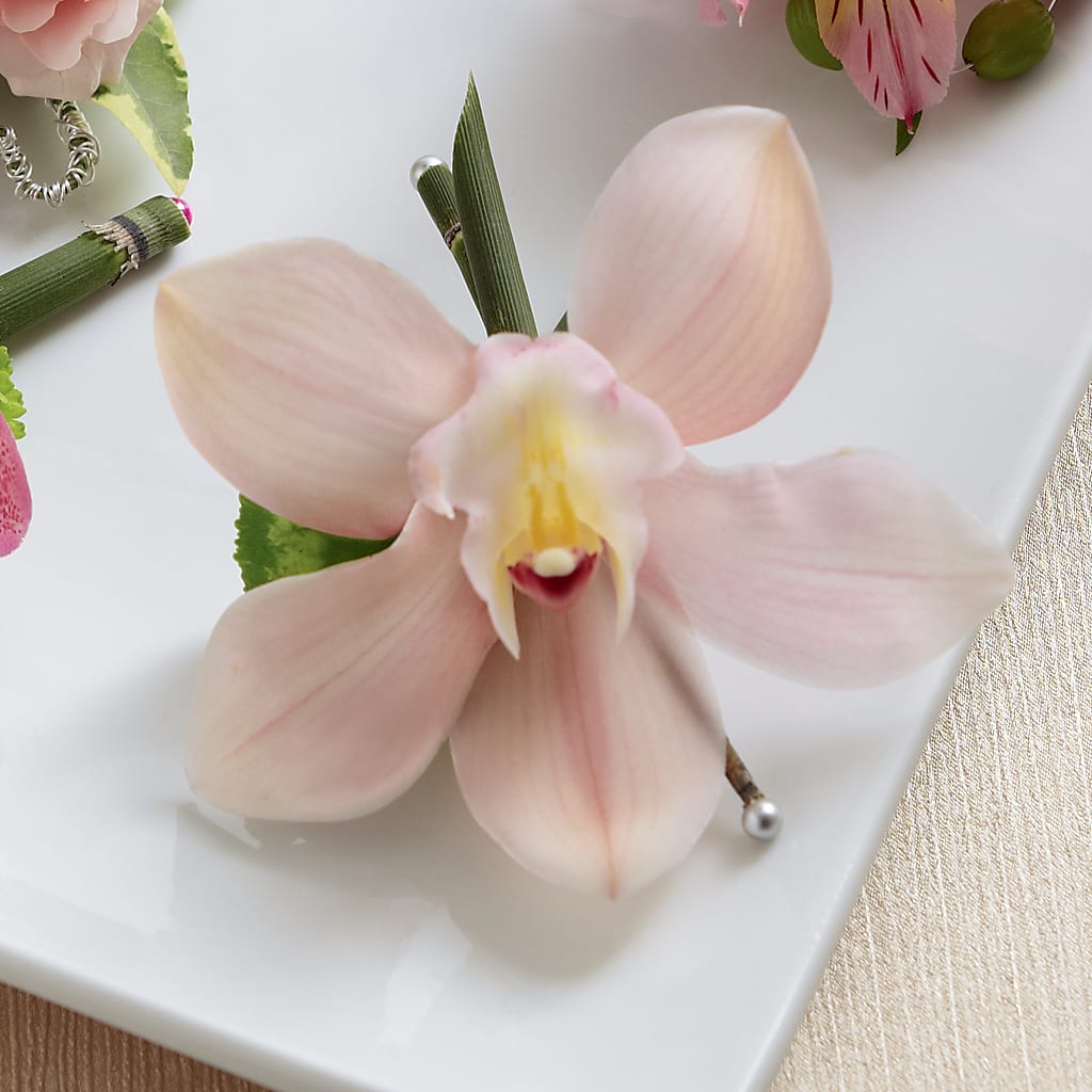 Pink Cymbidium Boutonniere – Paola Parra Flowers, Clermont FL