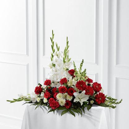Crimson & White Arrangement –  Paola Parra Flowers, Clermont FL